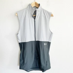 Under Armour Mens S Vanish Hybrid Vest Gray Colorblock Zip Lightweight Athletic - Picture 1 of 7