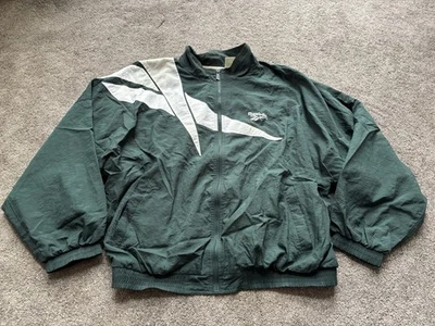 Chaqueta deportiva vintage Y2K Reebok para hombre XL cremallera completa verde blanca años 2000 Preppy deportiva Foto 1 de 4