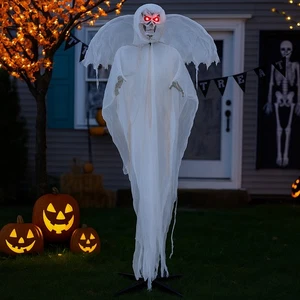 Hivvago Spooky Standing Angel Prop 8,3 pies con alas automáticas y ojos brillantes - Imagen 1 de 3