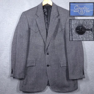 Circle S Blazer Men's 42L Grey Lambswool 2-Button Western Yoke Sport Coat Jacket - Picture 1 of 13