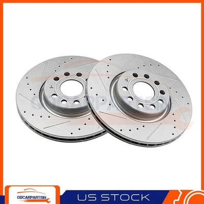 Rotores de disco delanteros de freno perforados y ranurados para Volkswagen Eos 2007-2016 Foto 1 de 4