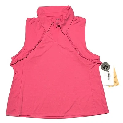 Camiseta sin mangas de golf Gottex talla XL sin mangas con volantes cuello rosa intenso FRESA Foto 1 de 4