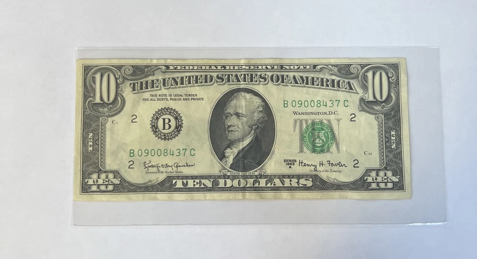 1963A New York, NY $10 Federal Reserve Note Circulated - Image 1 of 2