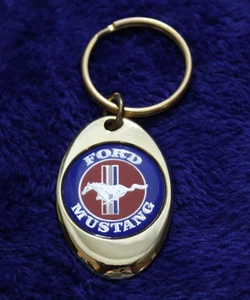 Gold Ford Mustang Key Chain Key Ring Fob Pony Emblem GT Shelby Accessory - Picture 1 of 5