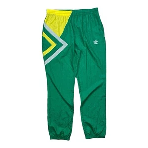 Umbro Premier 100 % Nylon grün gelb Tasche Track Fußball Hose Herren XL BRASIL - Bild 1 von 14