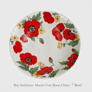Roy Kirkham Monet Fine Bone China 7" Bowl Red Poppy Floral Made in England 1992 - Picture 1 of 6