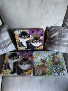 3~Whitman’s Sampler Candy Tin Rabbits Cats Box Flower Chocolate Reusable Cookies - Picture 1 of 12