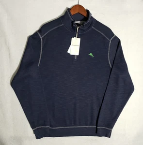 NEU Tommy Bahama 1/4 Pullover Sweater Herren Medium M dunkelblau meliert bestickt - Bild 1 von 10