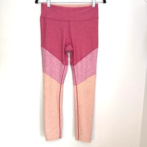 Outdoor Voices Colorblock Leggings M Pink Peach Stretch High Rise No Pockets - Picture 1 of 6