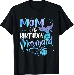 Mom Of The Birthday Mermaid Family Matching Party Squad T-Shirt Hoodie - Picture 1 of 13
