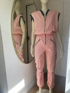 Super Cute Original 1980s Pink Casual Jumpsuit - Size 8 - Picture 1 of 6
