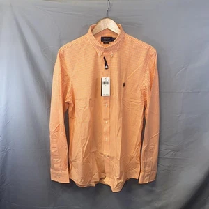 Camisa Polo Ralph Lauren Para Hombres Grande Naranja Guinga Calce Ajustado Botones Elastizada - Imagen 1 de 8