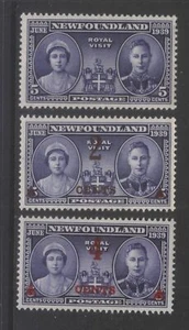 NEUFUNDLAND 249-251 1939 5c ROYAL VISIT PLUS 2c AND 4c ON 5c PROVISIONALS MNH - Bild 1 von 2