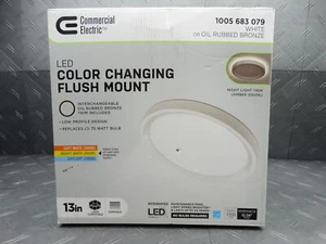 Commercial Electric 13in White / Bronze Trims LED Flush Ceiling Mount CCT - Picture 1 of 6