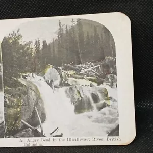 Vintage Stereoview An Angry Bend In Illicilliwaet River B.C. Tinted - Picture 1 of 3