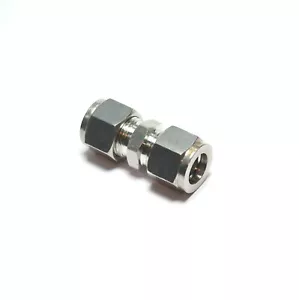 1/2" OD Tube Steel Stainless Twin Ferrule Straight Union Fitting Air Gas Water - Picture 1 of 5