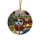 Christmas Stocking Hung Dog Cat Round Falt Christmas Tree Ornament Decor