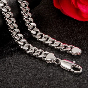 925 Sterling Silver 8mm Cuban Link Chain Necklace Curb Chain for Men & Women - Picture 1 of 6