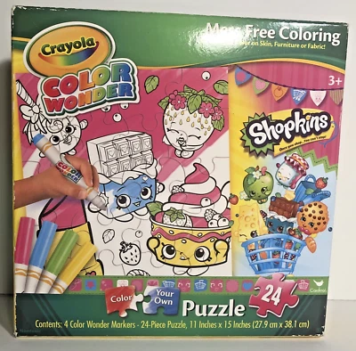 Rompecabezas Shopkins Crayola Color Wonder 24 piezas más 4 marcadores 11x15" artesanía nuevo Foto 1 de 2