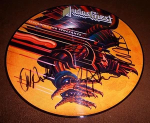 DISCO FOTO DE JUDAS PRIEST FIRMADO GRITANDO POR VENGANZA ROB HALFORD TIPTON HILL - Imagen 1 de 1