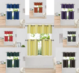 VERSATIL LINED BLACKOUT GROMMET PANEL VALANCE SET WINDOW CURTAIN TREATMENT (K7) - Picture 1 of 27