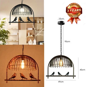 Industrielle Vintage Deckenleuchten Metallrohr Retro Vogelkäfig Pendelleuchten UK - Bild 1 von 20