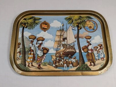 Metal Tray Vintage African Coffee Trade Figural Beautiful Colors Shipping ship - Image 1 of 4