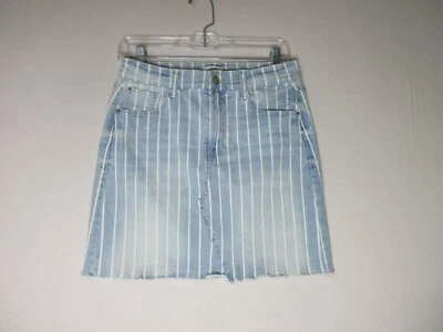 Faldas de mezclilla Kensie para mujer a rayas tiro alto botón único bolsillo talla 2/26 azul Foto 1 de 4