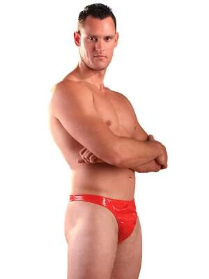 Honour Shiny PVC Male Elasticated Thong in Red or Black One-Size - Image 1 of 4
