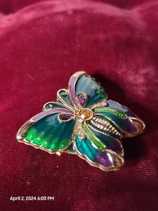 Beautiful Vintage Estee Lauder Butterfly Compact White Linen Multicolored - Picture 1 of 11