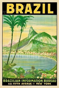 Rio de Janeiro Brazil Guanabara Bay 1930s Vintage Style Travel Poster - 24x36 - Picture 1 of 3