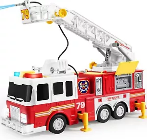 NEU!! Jungen Feuerwehrauto Spielzeug mit Licht Geräusche Sirene ausziehbare Leiter 2 Fuß für Kinder - Bild 1 von 7