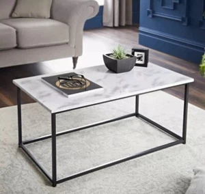 Modern Coffee Table Marble Effect Living Room Side Table Set Sofa Side End Table - Picture 1 of 2