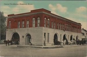 1912 Fire Station Beaumont Texas horse drawn fire engines department F481 - Picture 1 of 2