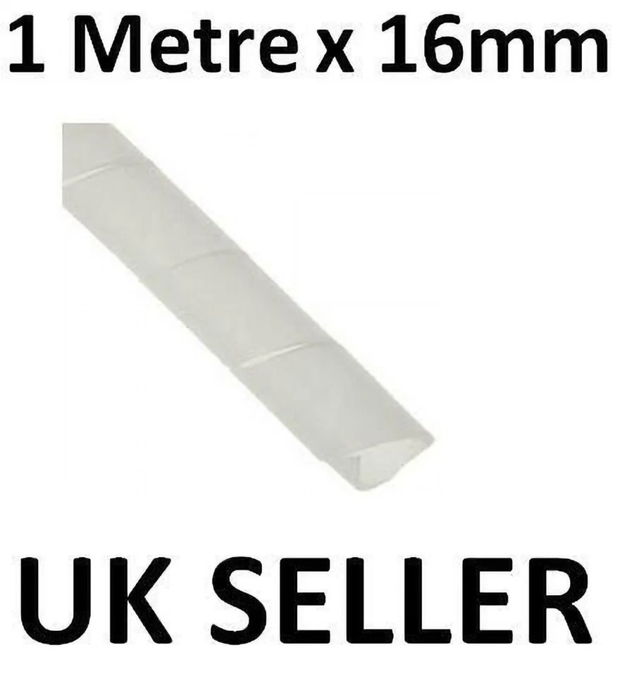 SPIRAL BINDING CLEAR WHITE CABLE TIDY WRAP 16MM X 1M - Image 1 of 1