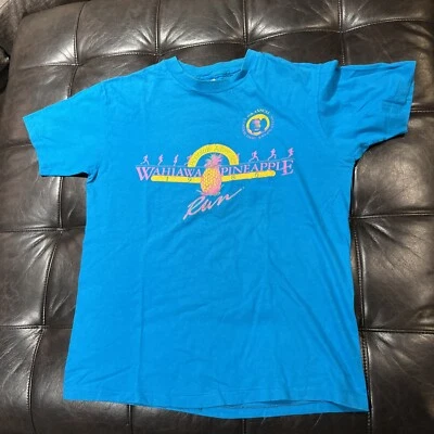 vintage 80s WAHIAWA PINEAPPLE RUN 1986 HONOLULU ADVERTISER OAHU HAWAII t-shirt L - Image 1 of 4