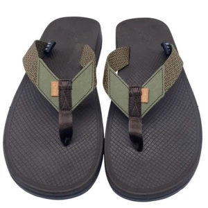 Chaco Mens Shoes Lowdown Flip Flops Sz 12 Brown Green Casual Comfort Breathable - Picture 1 of 13