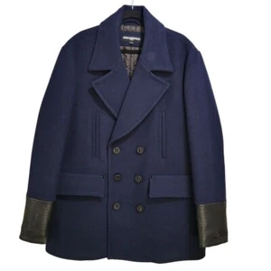 Men's Karl Lagerfeld Blue Wool Blend Pea Coat Jacket XL nwot - Picture 1 of 8