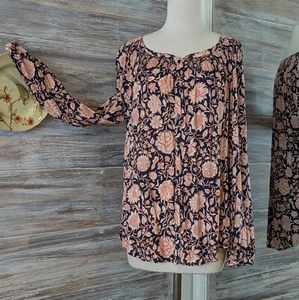 Lucky Brand Long Sleeve Top Large Peasant Floral READ for flaw - Picture 1 of 11