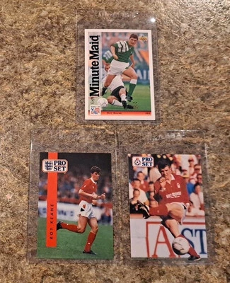 (3) Roy Keane 1990-91 Pro Set Rookie card RC 1991 1994 Upper Deck FIFA Ireland  - Image 1 of 4