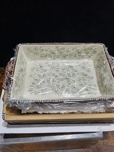 VTG Temp-tations By Tara bakeware Floral Lace Green Set Of 16 Pcs. NEW OLD STOCK - Picture 1 of 21