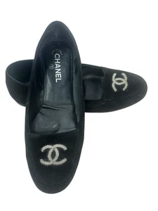 CHANEL Chain CC Halbschuhe schwarz Wildleder Gr. 41 Slipper Flats original mit COA - Bild 1 von 14