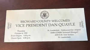 Dan Quayle Vice President Ticket To Ft Lauderdale, FL Visit - Picture 1 of 2