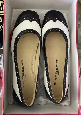 Sapato de golfe Walter genuíno Linea Stretch Avery 7.5 EUA Itália preto e branco $299 - Imagem 1 de 4