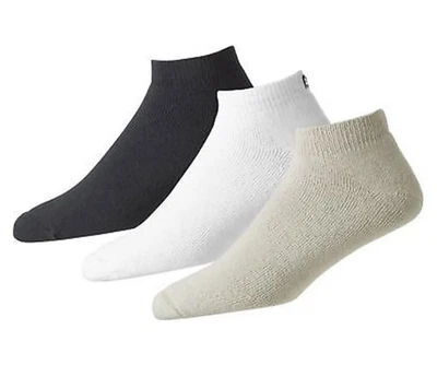 Calcetines FootJoy ComfortSof para hombre - Paquete de 3; 1 blanco, 1 negro, 1 tostado - talla 7-12 Foto 1 de 4