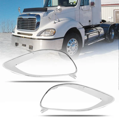 Fit 2004-2017 Freightliner Columbia Chrome Headlights Cover Left+Right Side Pair - Image 1 of 4