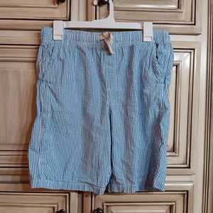 Lands End XXL 18-20 blue/white 100% Cotton Striped Seersucker Shorts - Picture 1 of 3