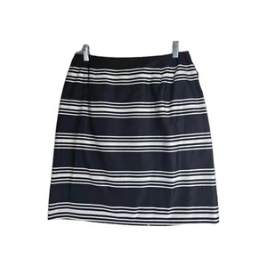 Talbot Womens Navy Blue Striped Pencil Skirt Knee Length Back Zip Size 10P NWT - Picture 1 of 12