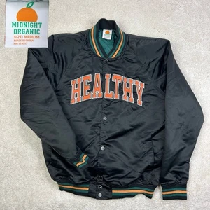 Midnight Organic x Larry June "Healthy" Satin Bomber Black Satin Jacket Size M - Bild 1 von 17