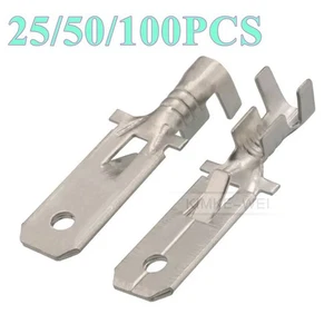 Pala de cableado eléctrico de 6,3 mm estañado crimpado enchufe macho pasador terminales contacto nuevo - Imagen 1 de 2